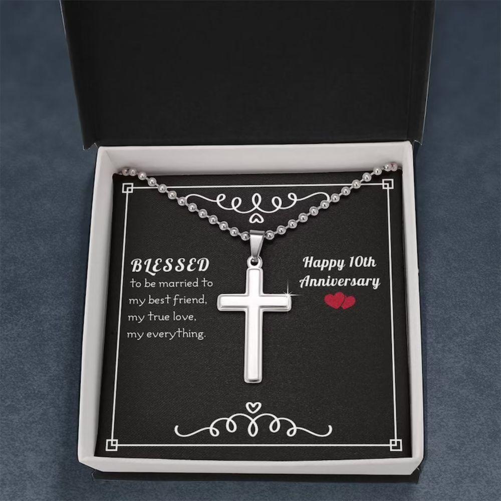 Husband Necklace, To My Husband Necklace Gift “ Blessed 10Th Anniversary Necklace