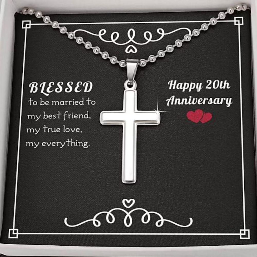 Husband Necklace, To My Husband Necklace Gift “ Blessed 20Th Anniversary Necklace