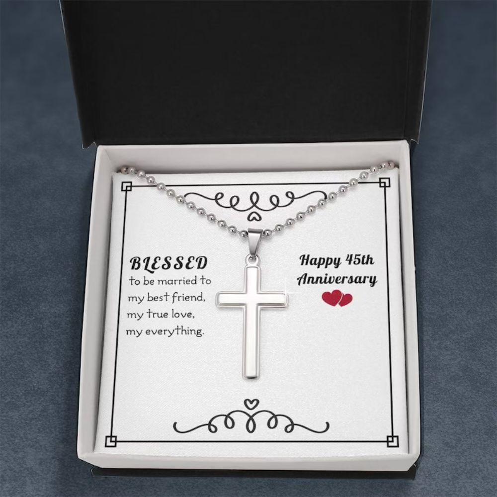 Husband Necklace, To My Husband Necklace Gift “ Blessed 45Th Anniversary Necklace