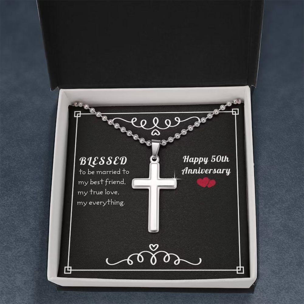 Husband Necklace, To My Husband Necklace Gift “ Blessed 50Th Anniversary Necklace