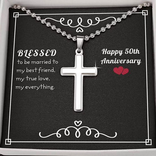 Husband Necklace, To My Husband Necklace Gift “ Blessed 50Th Anniversary Necklace