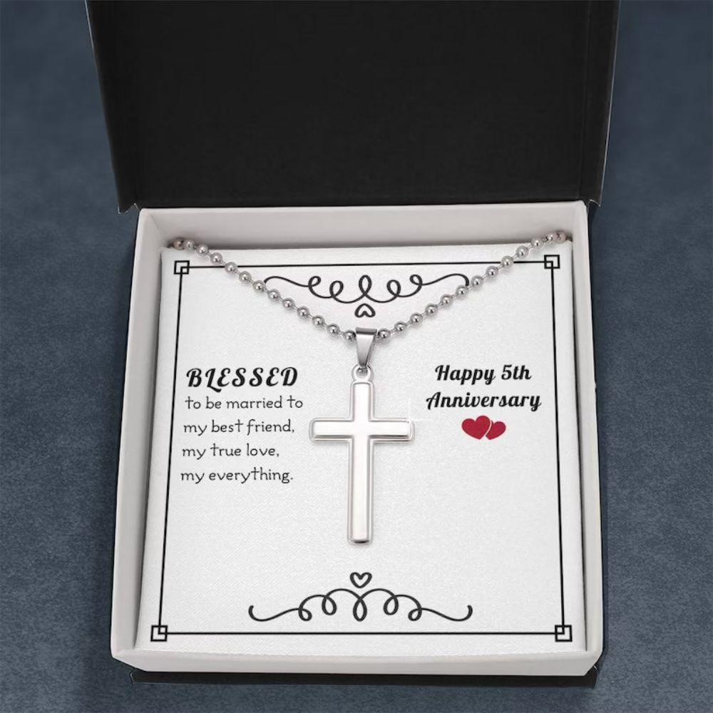 Husband Necklace, To My Husband Necklace Gift “ Blessed 5Th Anniversary Necklace