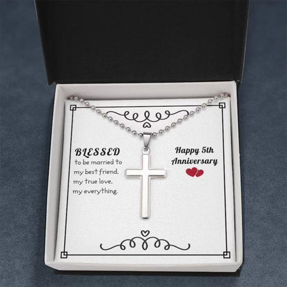 Husband Necklace, To My Husband Necklace Gift “ Blessed 5Th Anniversary Necklace