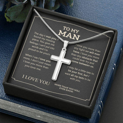Boyfriend Necklace, Husband Necklace, To My Man Cross Necklace, Gift For Husband, Boyfriend, Husband Necklace From Wife
