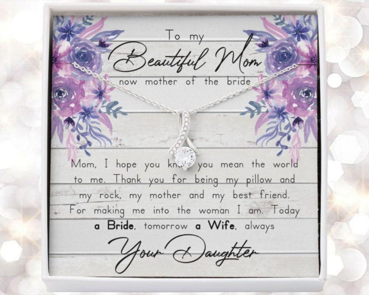 Mom Necklace, To My Mom On My Wedding Day Necklace, Mother Of The Bride Gift From Daughter