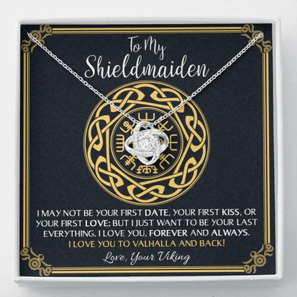 Girlfriend Necklace, Wife Necklace, To My Shieldmaiden Love You To Valhalla And Back Necklace, Wife Girlfriend Viking Gift