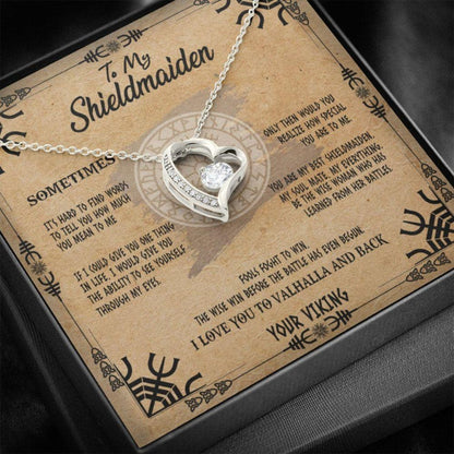Wife Necklace, Girlfriend Necklace, To My Shieldmaiden Necklace Love Your Viking, Gift For Wife Shieldmaiden, Viking Style