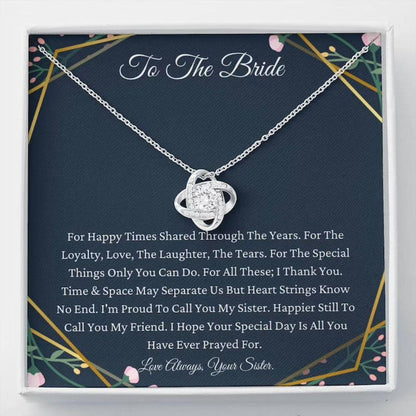 Sister Necklace, To My Sister On Your Wedding Day Necklace Gift From Sister, To Bride Necklace From Little Sister Big Sister