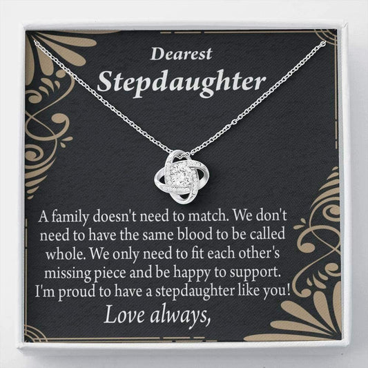Stepdaughter Necklace, To My Stepdaughter Necklace Gift, Family Reminder Message Card Necklace Rakva
