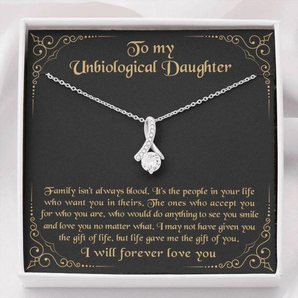 Bonus Daughter Necklace, To My Unbiological Daughter Necklace Gift Bonus Daughter Stepdaughter Rakva
