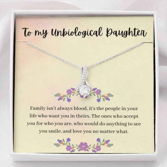 Bonus Daughter Necklace, To My Unbiological Daughter Œsmile” Necklace Gift From Dad Mom