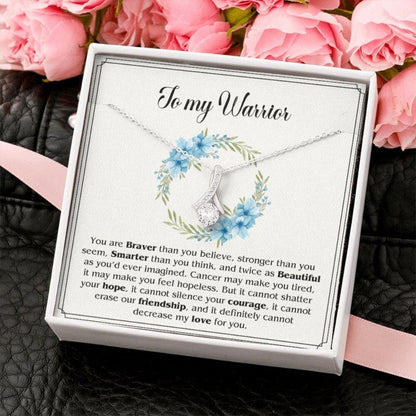 To My Warrior Necklace Gift, Meaning Gift For Cancer Warrior, Warrior Inspiration Gift, Motivation Gift Necklace For Her, Encouragement Gift.