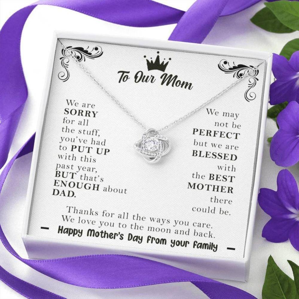 Mom Necklace, To Our Mom Happy Mother’S Day From Your Family Necklace “ Funny Gift From Entire Family