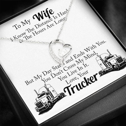 Wife Necklace, Truckers Wife Necklace, To My Wife Love Your Trucker, Necklace For Trucker Wife