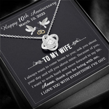 Wife Necklace, 10 Year Anniversary Necklace, To My Wife 10th Wedding Anniversary Gift From Husband, 10 Year Wedding Anniversary Gift For Her