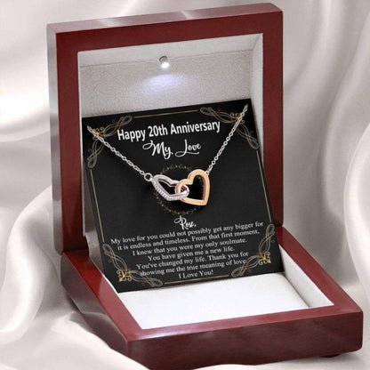 Wife Necklace, 20Th Wedding Anniversary Gift For Wife, 20 Year Anniversary Jewelry For Her, Twenty Years Of Married Present For Wife Heart Necklace