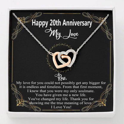 Wife Necklace, 20th Wedding Anniversary Gift For Wife, 20 Year Anniversary Jewelry For Her, Twenty Years Of Married Present For Wife Heart Necklace
