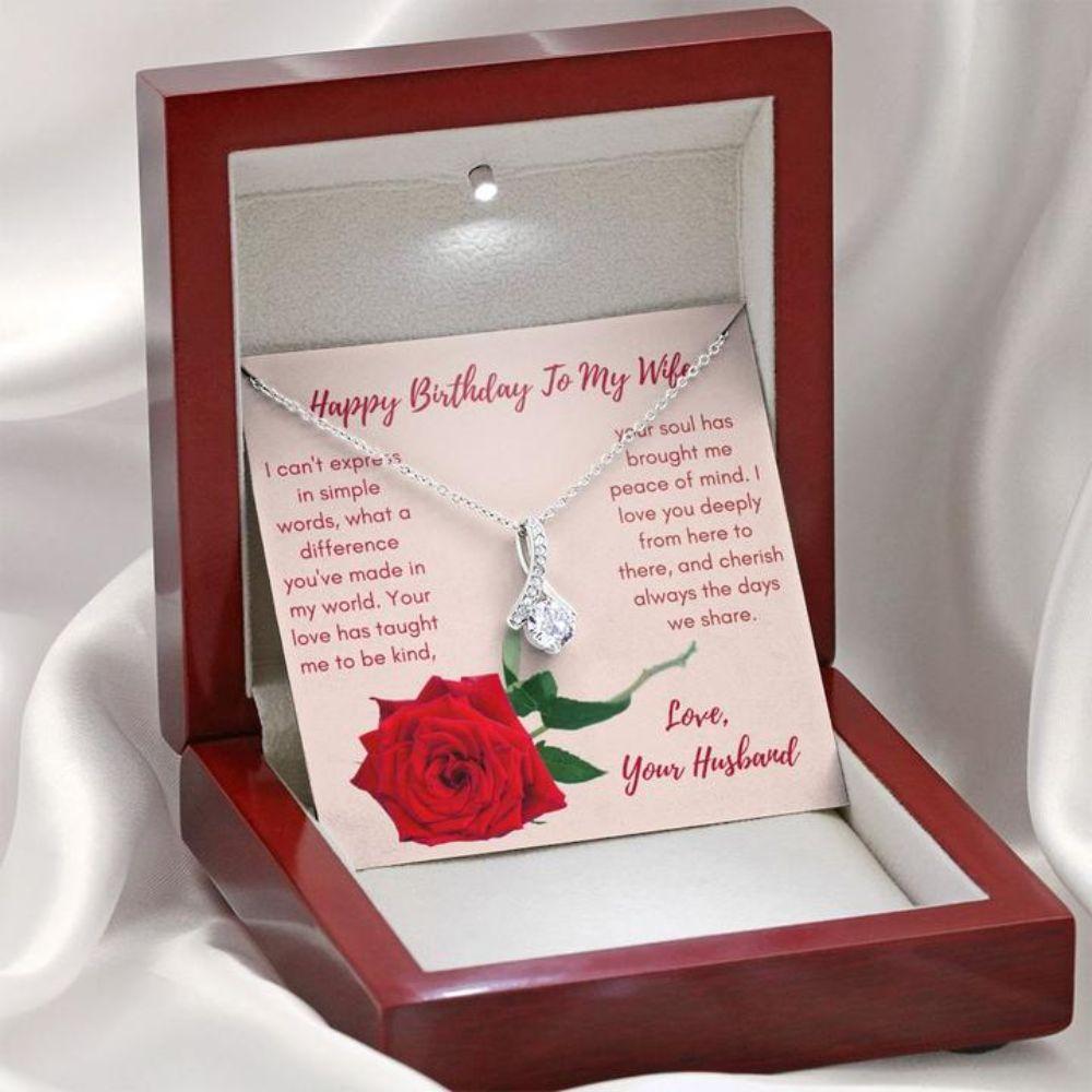 Wife Necklace, Birthday Necklace To Wife “ Necklace For Wife “ Gift Necklace Message Card Happy Birthday To Wife