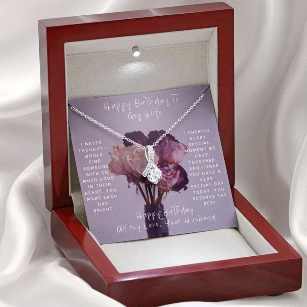 Wife Necklace, Birthday Necklace To Wife “ Necklace For Wife “ Happy Birthday To Wife “ Purple Flower