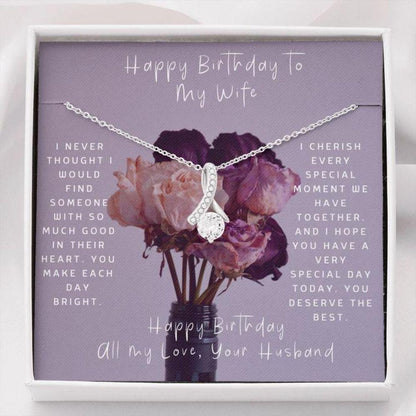 Wife Necklace, Birthday Necklace To Wife - Necklace For Wife - Happy Birthday To Wife - Purple Flower