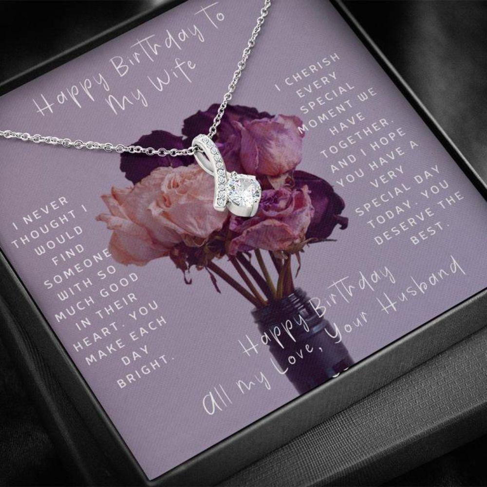 Wife Necklace, Birthday Necklace To Wife “ Necklace For Wife “ Happy Birthday To Wife “ Purple Flower