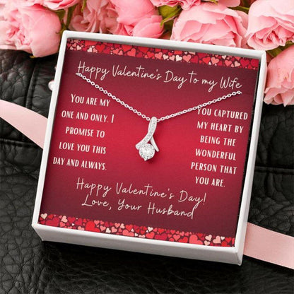 Wife Necklace, Gift Necklace Message Card Valentine’S Day Red To Wife Inner Beauty Necklace