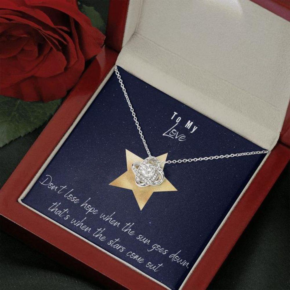 Wife Necklace, Gift Necklace With Message Card Love Star Stronger Together