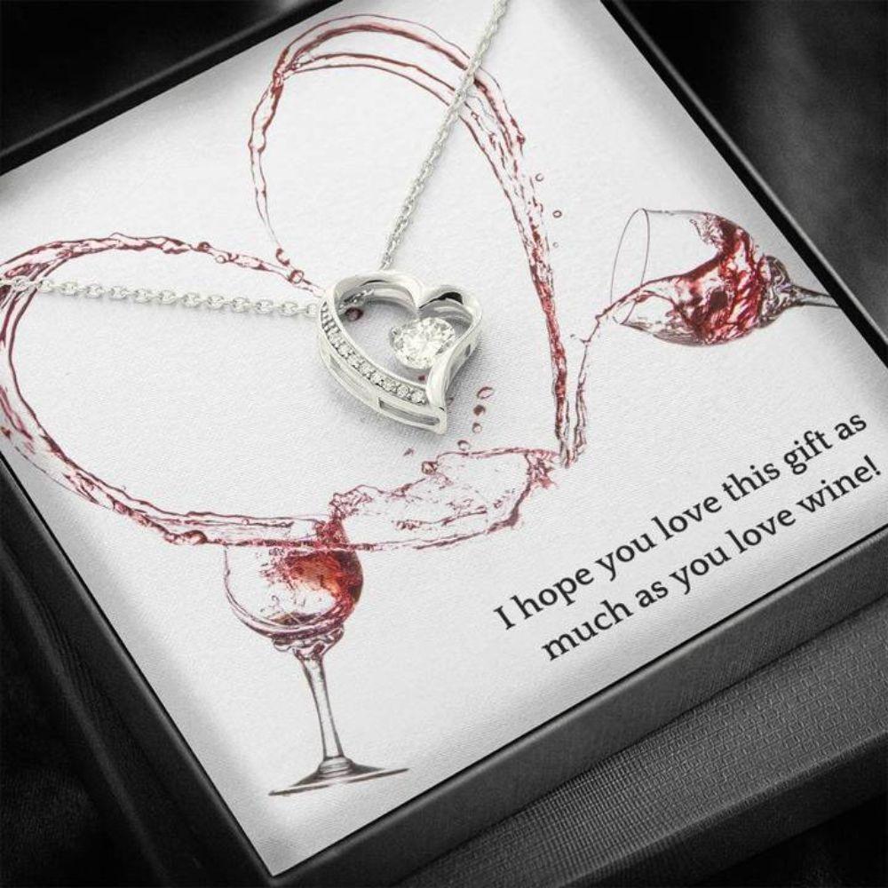 Wife Necklace, Gift Necklace With Message Card Love Wine Heart Necklace