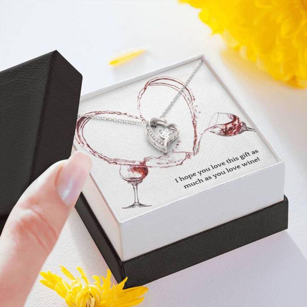 Wife Necklace, Gift Necklace With Message Card Love Wine Heart Necklace