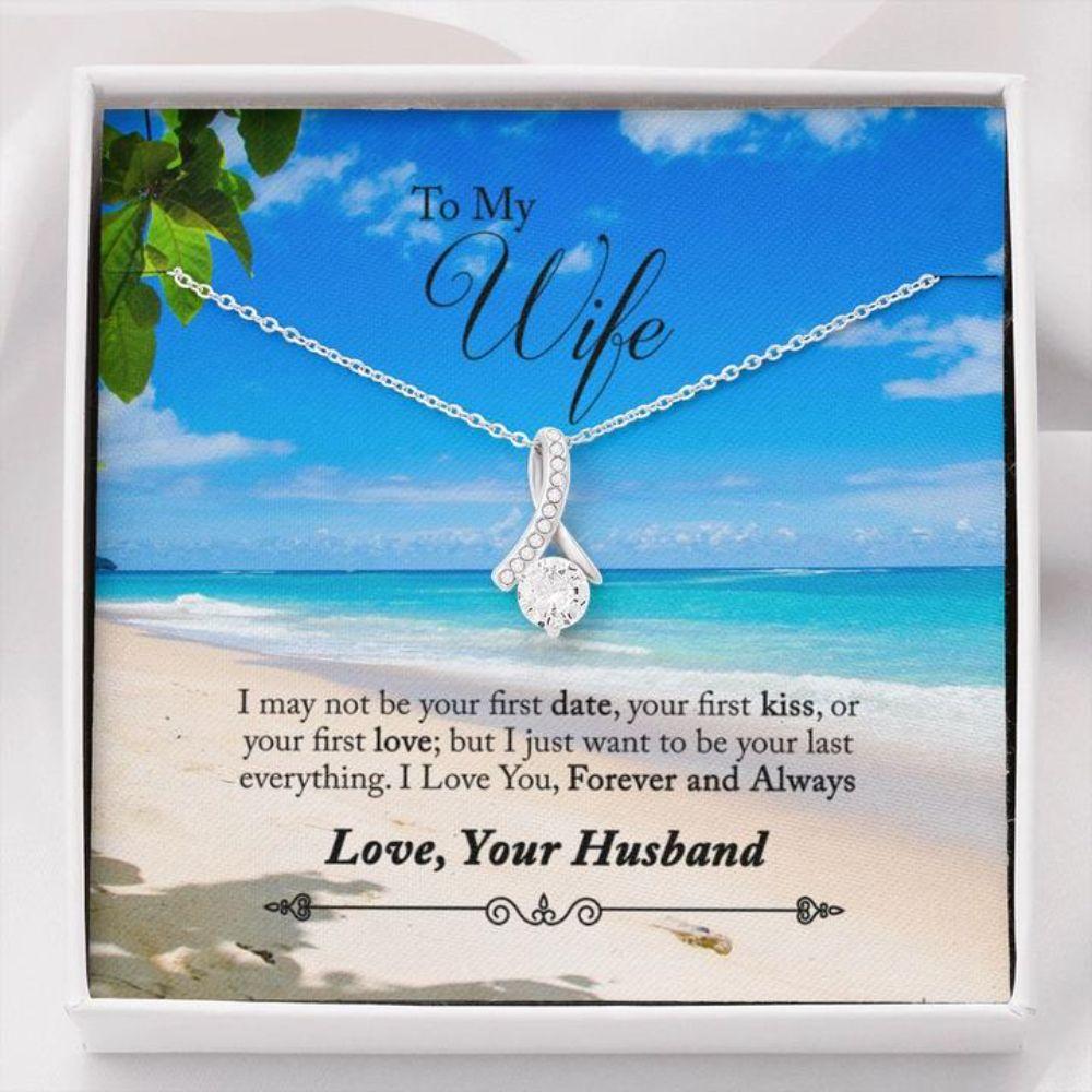 Wife Necklace, Gift Necklace With Message Card Wife Beach