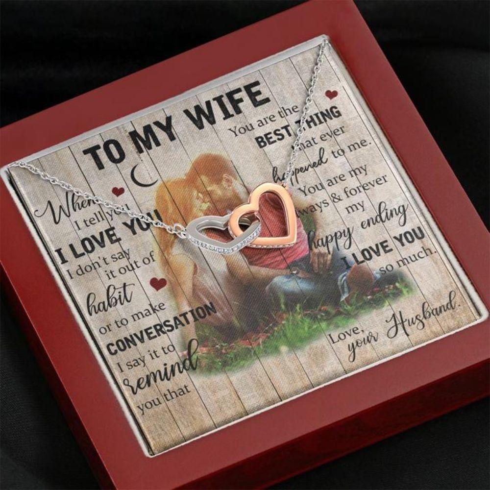 Wife Necklace, Gift Necklace With Message Card Wife “ Best Thing