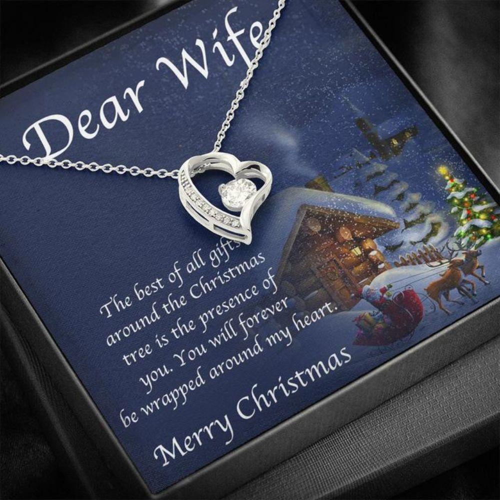 Wife Necklace,Gift Necklace With Message Card Wife Christmas House “ Heart Necklace