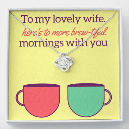 Wife Necklace, Gift Necklace With Message Card Wife Coffee Stronger Together