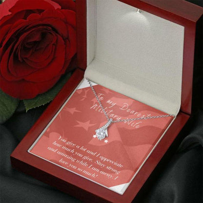 Wife Necklace, Gift Necklace With Message Card Wife Deployment Patriotic The