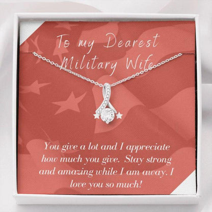 Wife Necklace, Gift Necklace With Message Card Wife Deployment Patriotic The
