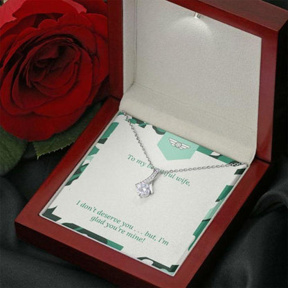 Wife Necklace, Gift Necklace With Message Card Wife Green Patriotic The