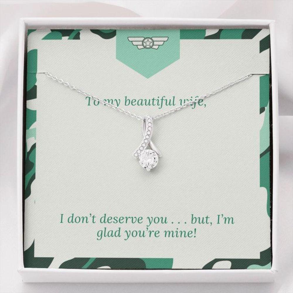Wife Necklace, Gift Necklace With Message Card Wife Green Patriotic The