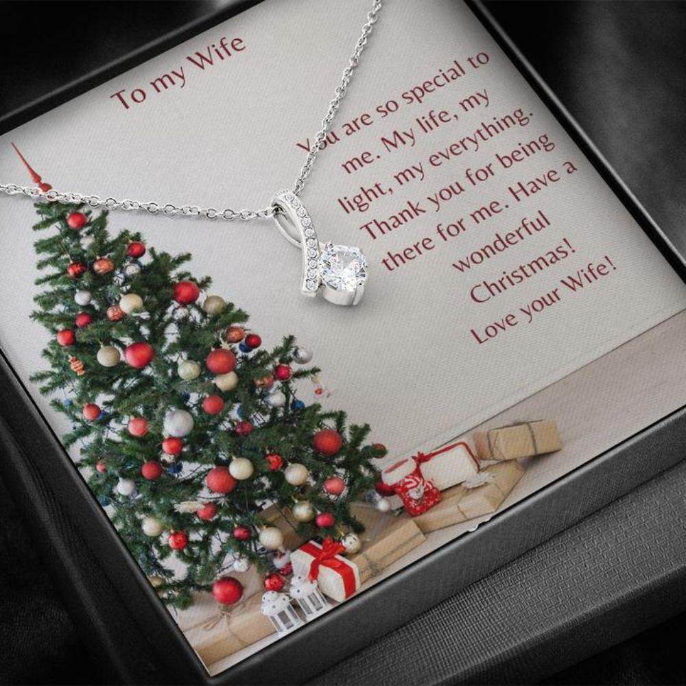 Wife Necklace,Gift Necklace With Message Card Wife To Wife Christmas Tree Beauty Necklace