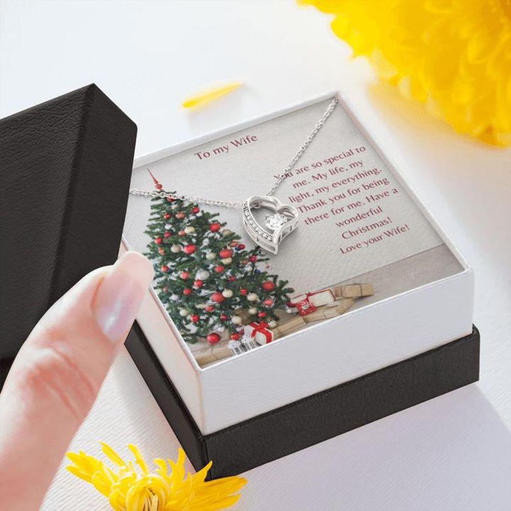 Wife Necklace,Gift Necklace With Message Card Wife To Wife Christmas Tree Heart Necklace