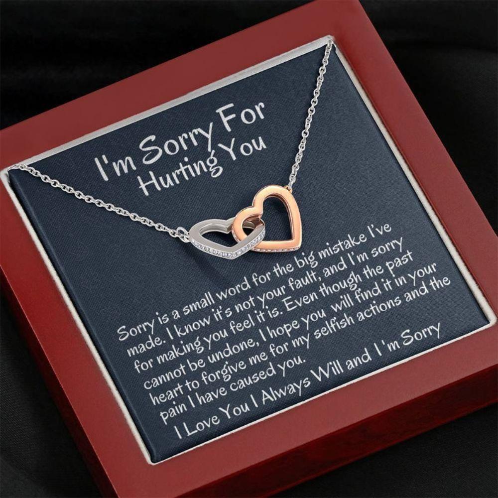 Wife Necklace, Girlfriend Necklace, I’M Sorry Gift, Apology Necklace For Wife Girlfriend, Two Hearts, Forgive Me, Sorry Gift Friend, Sorry Partner