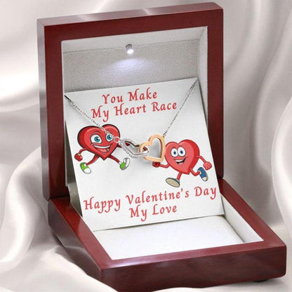 Wife Necklace, Girlfriend Necklace, Valentine’S Day Gift Necklace For Wife Girlfriend “ You Make My Heart Race Gift Necklace