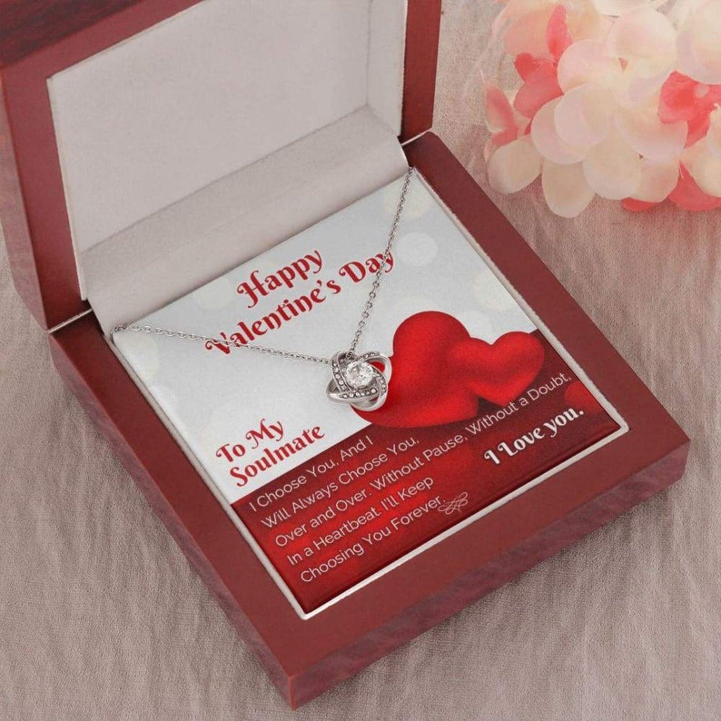 Valentine’S Day Necklace Gift For Wife And Girlfriend,Soulmate Her Message Card