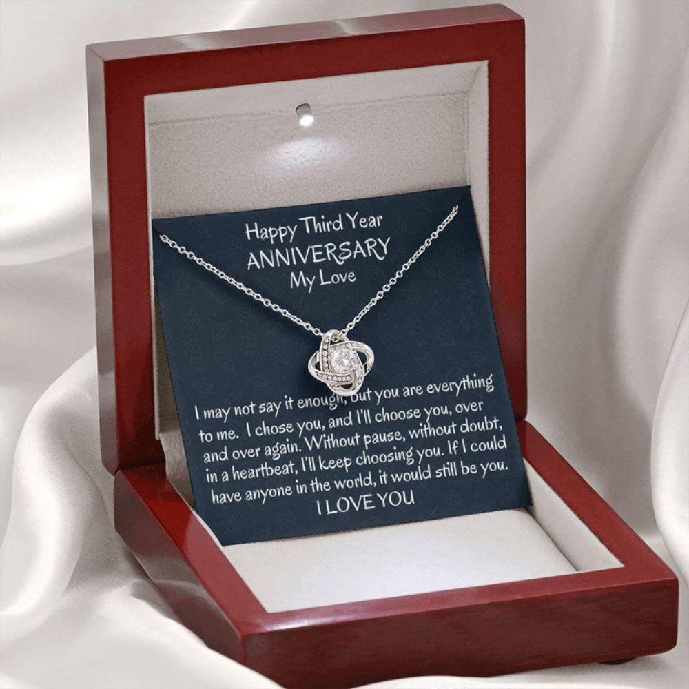 Wife Necklace, Happy 3Rd Wedding Anniversary Wife Love Knot Gift, Thre –  Rakva