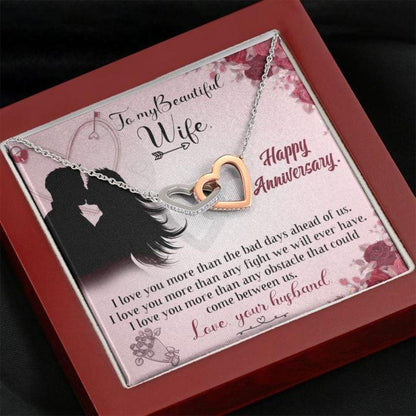 Wife Necklace, Happy Anniversary Necklace Gift “  To Wife In Pink