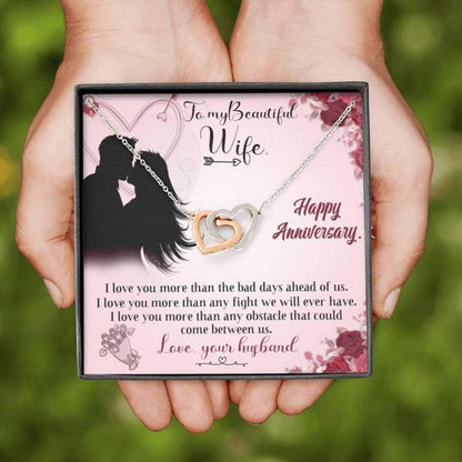 Wife Necklace, Happy Anniversary Necklace Gift “  To Wife In Pink