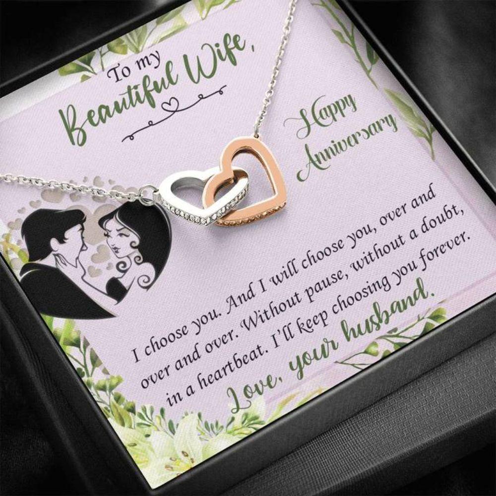 Wife Necklace, Happy Anniversary Necklace Gift -  To Wife Purple And Green