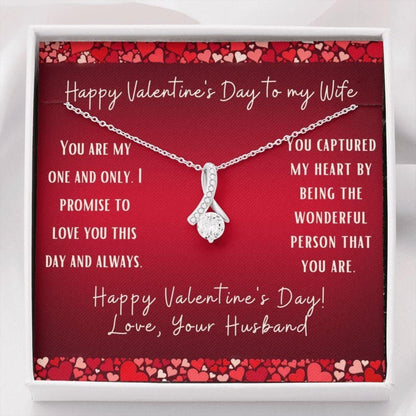 Wife Necklace, Happy Valentine's Day To My Wife, You Are My One And Only, Gift Necklace With Message Card Valentine's Day 