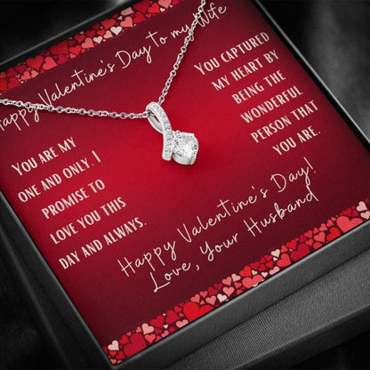 Wife Necklace, Happy Valentine’S Day To My Wife, You Are My One And Only, Gift Necklace With Message Card Valentine’S Day
