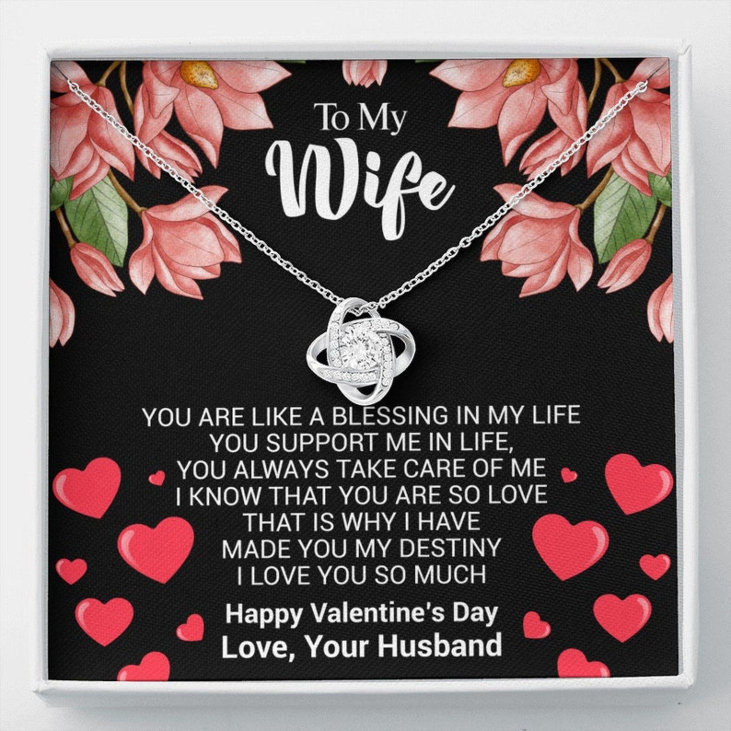Wife Necklace, Love You Valentines Day Necklace Gift For Wife From Husband,Valentine Gift For Wife, Wife Valentines Necklace