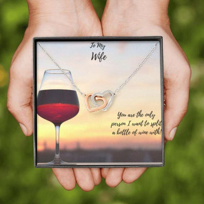 Wife Necklace “ Necklace For Wife “ Gift Necklace With Message Card Split Wine To Wife